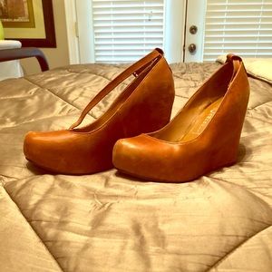 Tan leather Jeffrey Campbell wedges - size 7